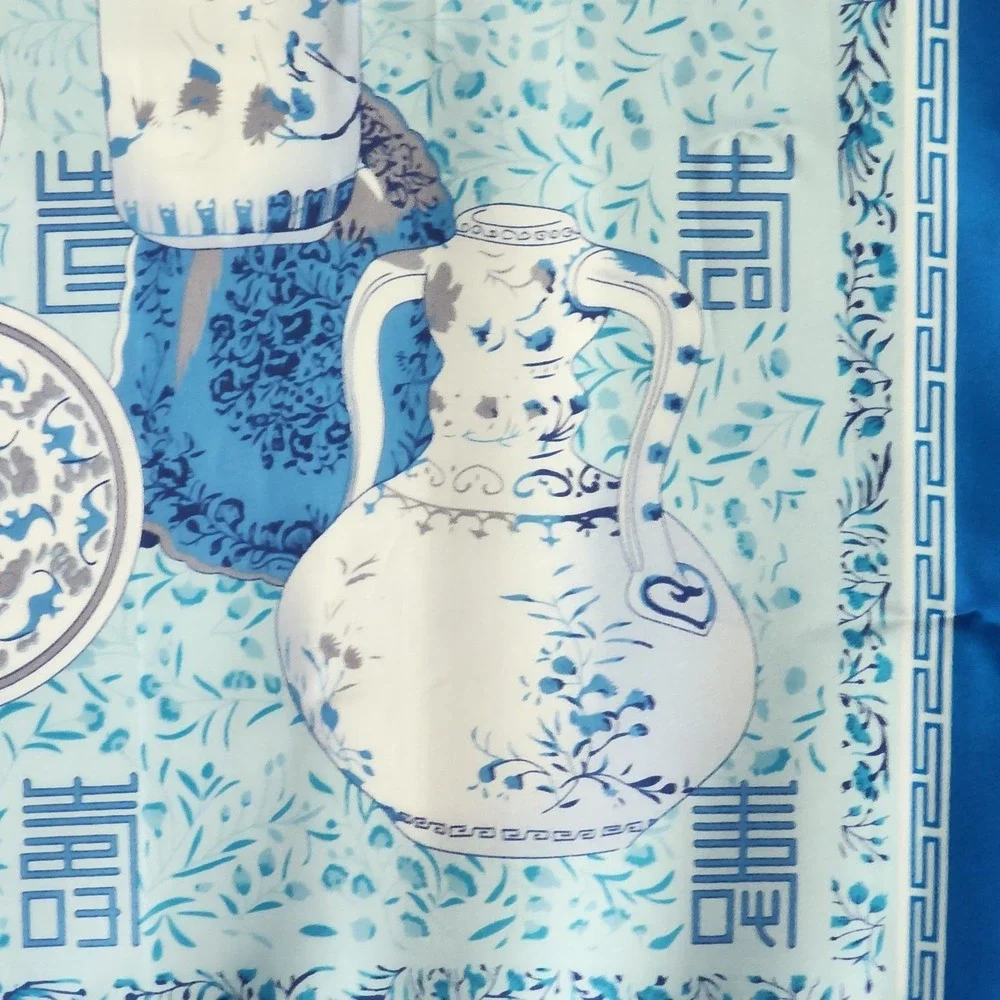 Blue and White Print Scarf